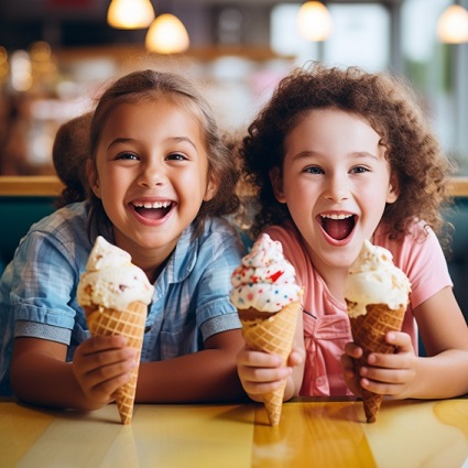 2 girls enjoying ice cream cones