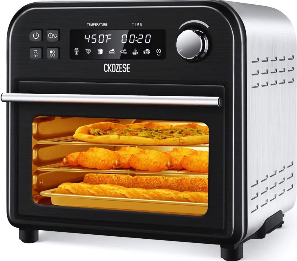 8-In-1 Toaster Oven Air Fryer, 6-Slice Compact Toaster Ovens Countertop-6 Rapid Quartz Heaters, Air Fry, Grill,Roast,Broil, Bake,Dehydrate, Convection Oven 450℉ Max, Touch LCD