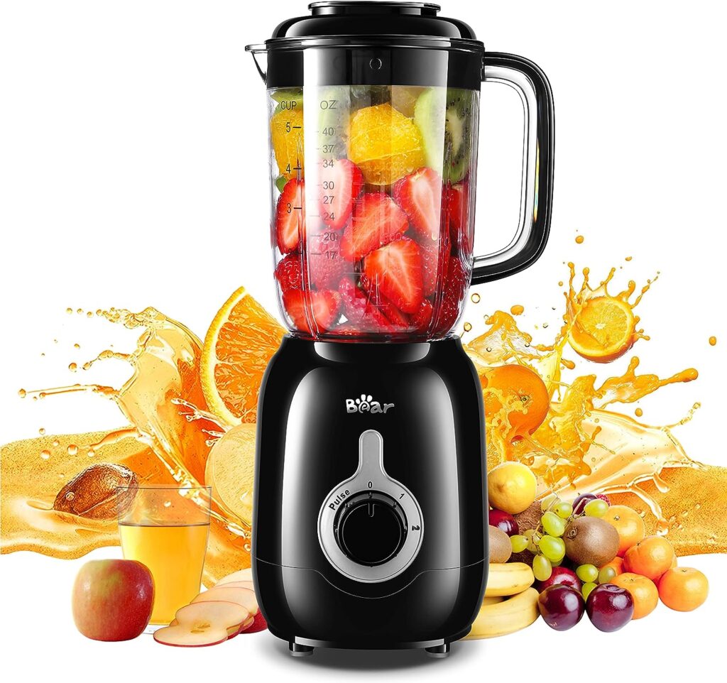 Blender, 2023 Upgrade 700W Shakes and Smoothies Blender with 40oz Countertop Blender Cup for Kitchen, 3-Speed for Crushing Ice, Puree, and Frozen Fruit with Autonomous Clean