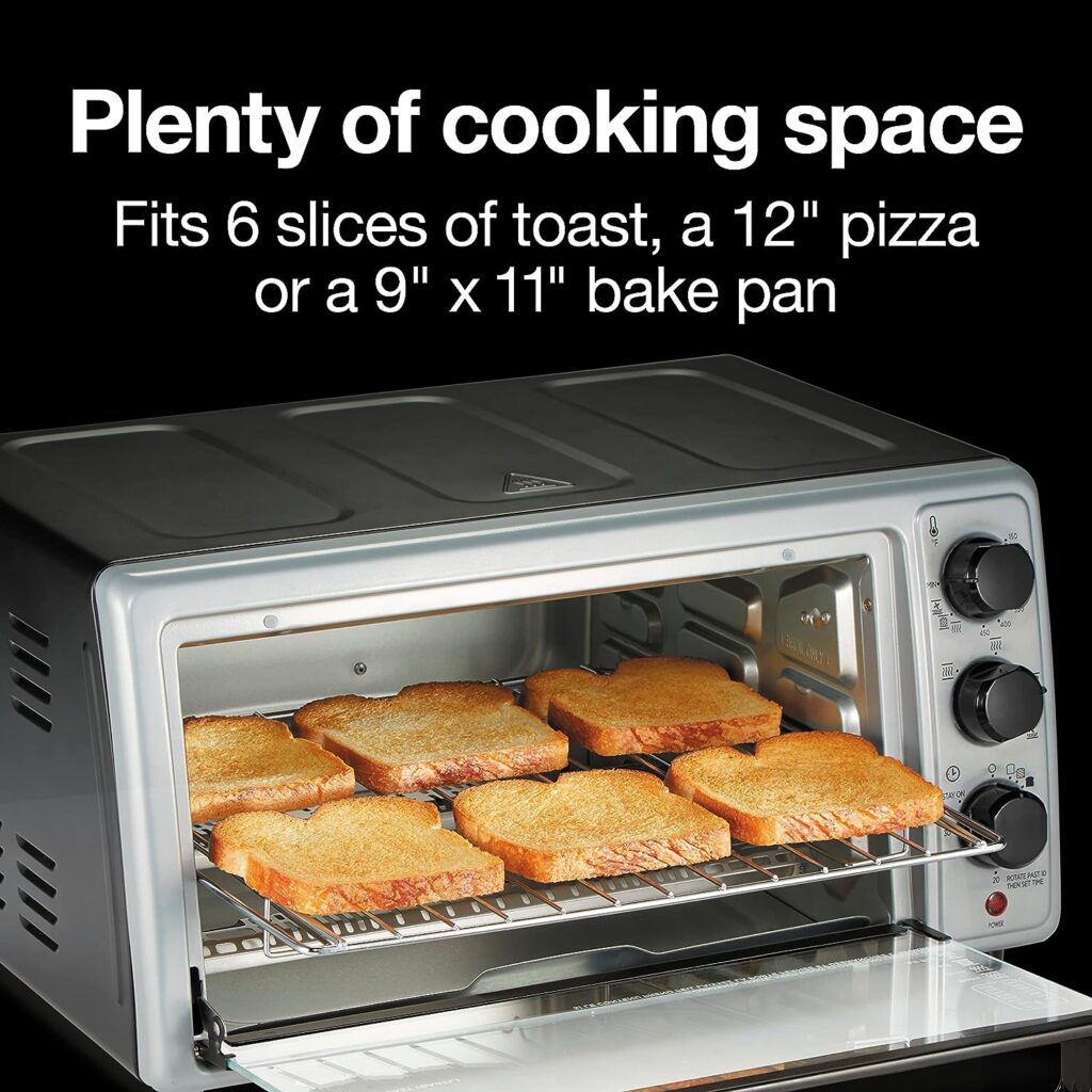 Proctor Silex Simply Crisp Toaster Oven Air Fryer Combo with 4 Functions Including Convection, Bake  Broil, Fits 6 Slices or 12” Pizza, Auto Shutoff, Black (31275)
