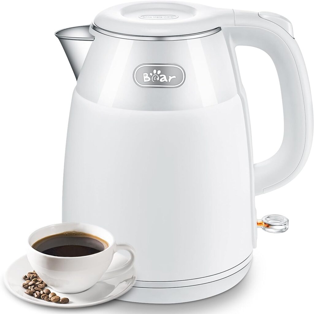 Bear Electric Kettle, 1.5L Rapid-boil Water Boiler, Stainless Steel 304 Inside, 1500W Tea Kettle with Auto Shut Off  Boil Dry Protection, Electric Water Kettle Great for Tea and Coffee