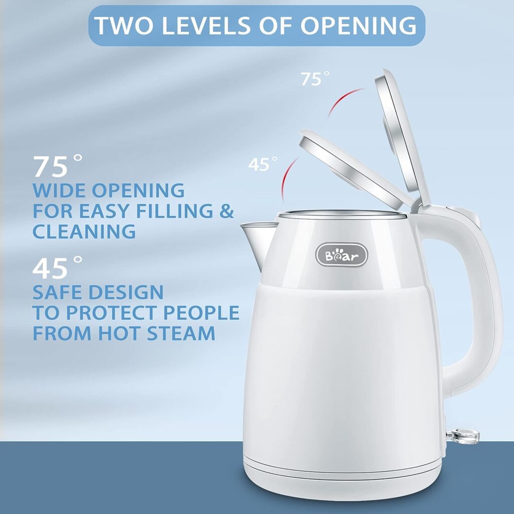 Bear Electric Kettle, 1.5L Rapid-boil Water Boiler, Stainless Steel 304 Inside, 1500W Tea Kettle with Auto Shut Off  Boil Dry Protection, Electric Water Kettle Great for Tea and Coffee