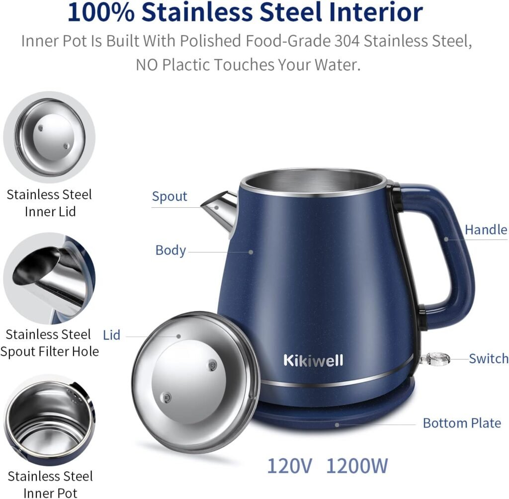 2L Electric Hot Water Kettle – Stainless Steel Fast Boil – Portable Corded Kettle Black