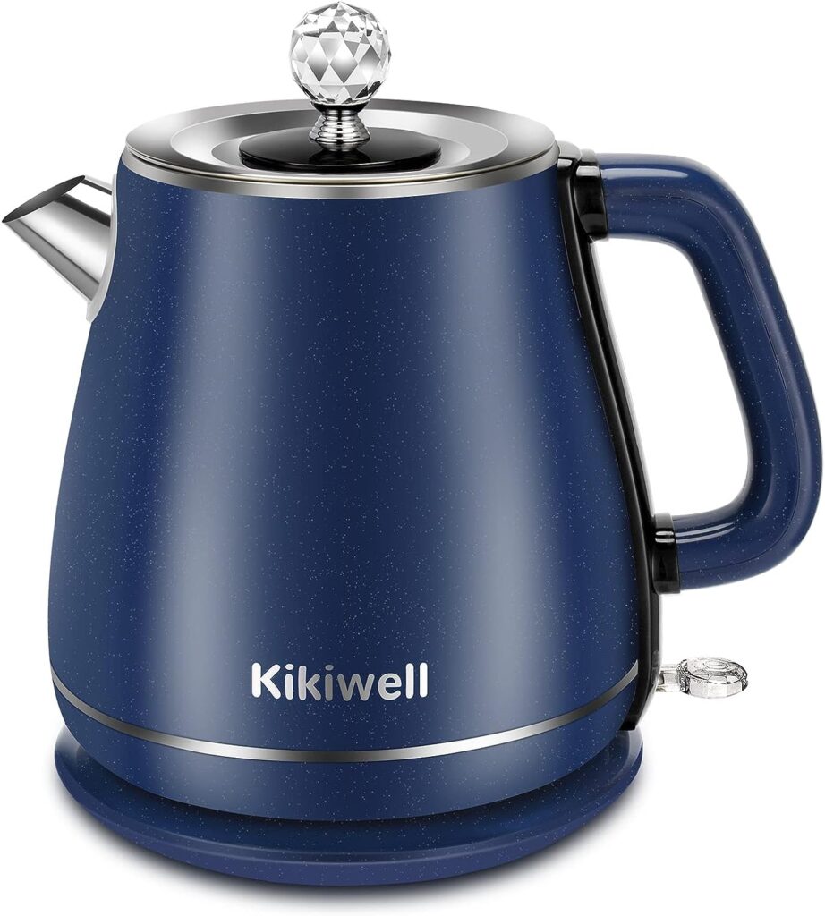 Electric Kettles Stainless Steel for Boiling Water, Double Wall Hot Water Boiler Heater, Cool Touch Electric Teapot, Auto Shut-Off  Boil-Dry Protection, 120V/1200W, 1.8Liter, 2 Year Warranty(Blue)